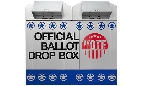 Silver 60 in ballot drop box with star decals 